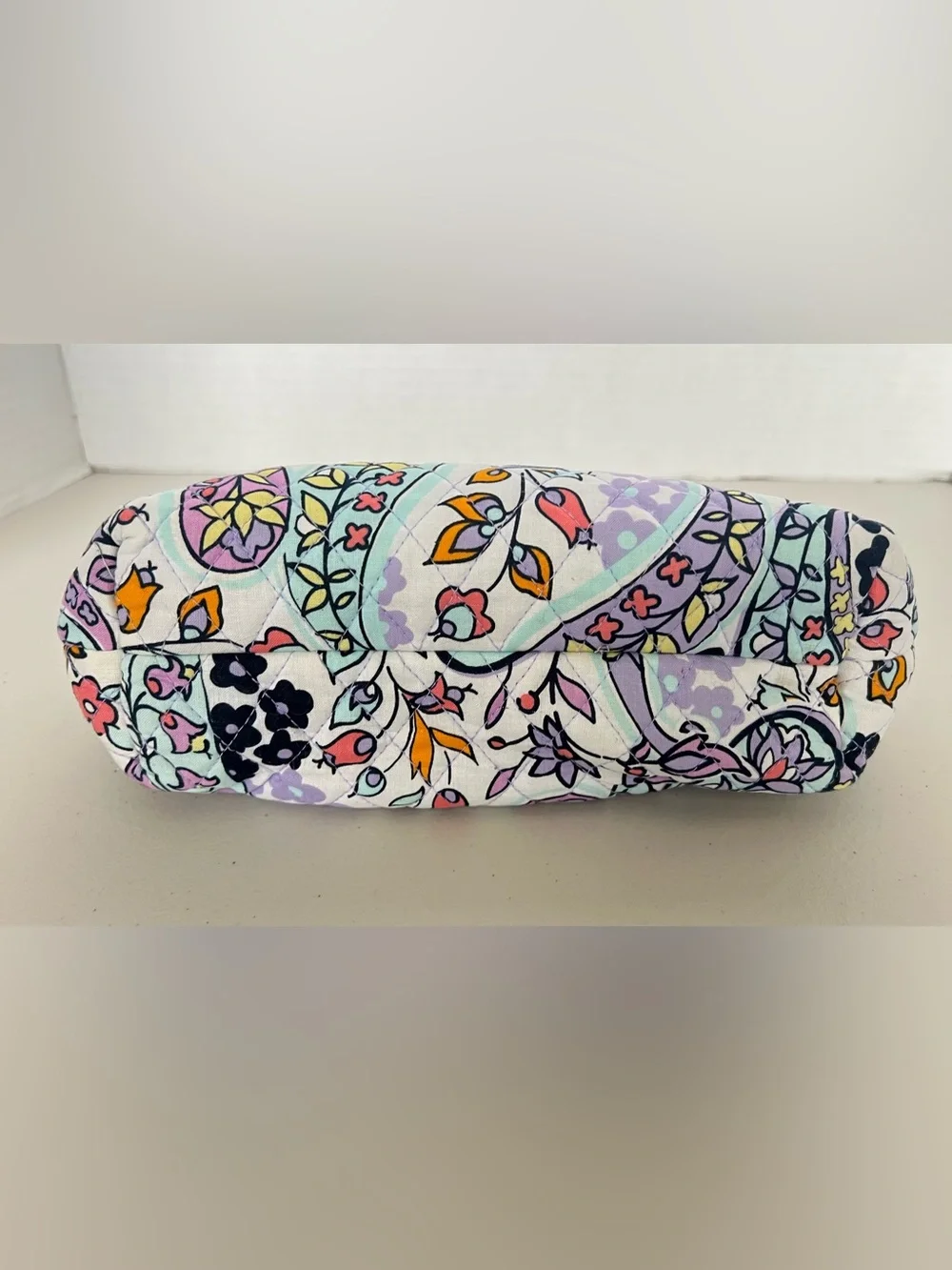 Vera Bradley Quilted Cosmetic Bag Lavender Paisley Travel Makeup Pouch